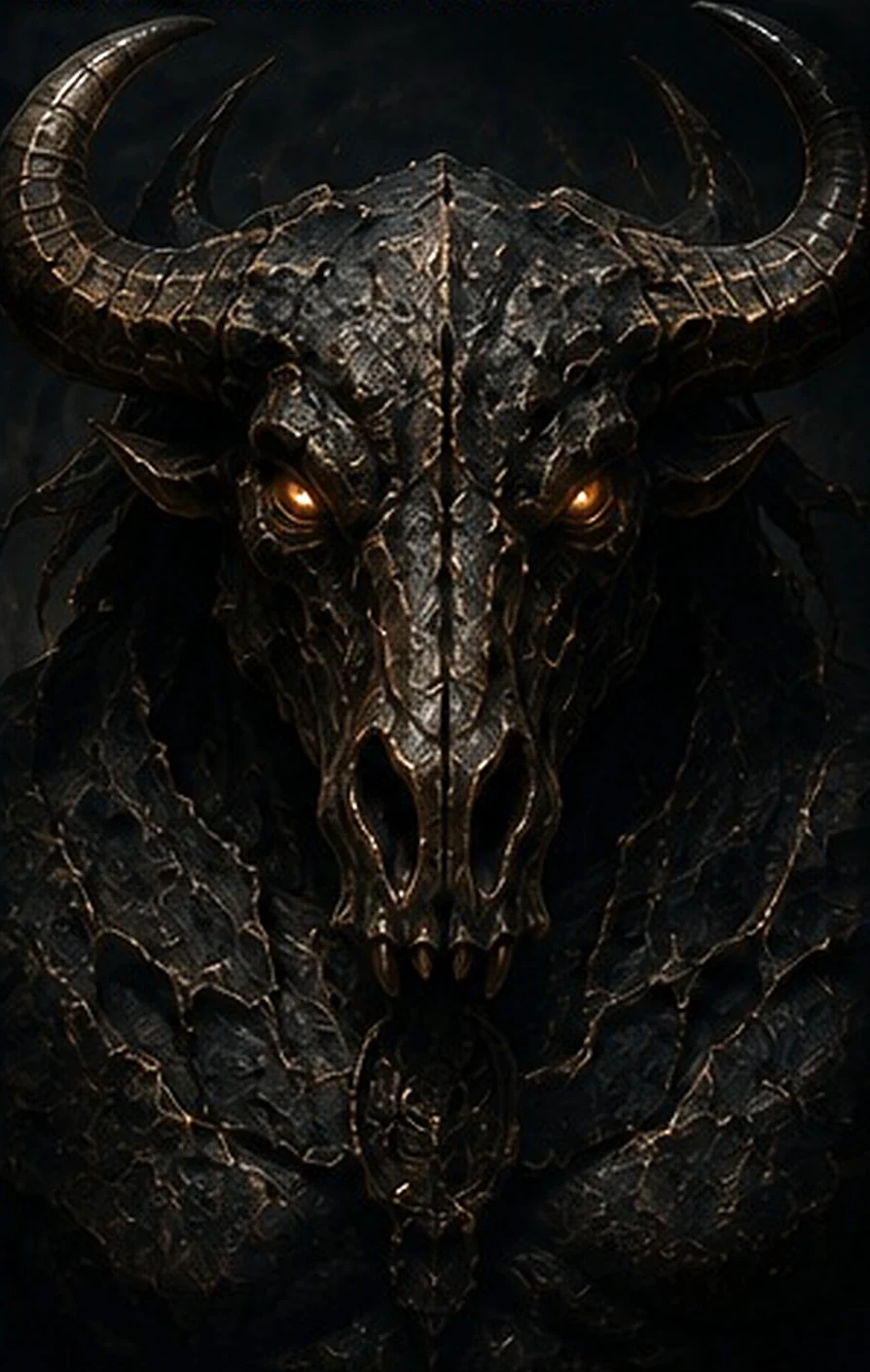 Portrait illustration of the horned Entity from the fictional world